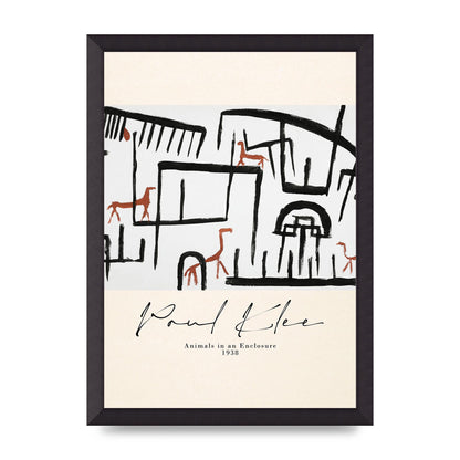 Paul Klee Animals In An Enclosure 1938 Printed Poster - A3 framed