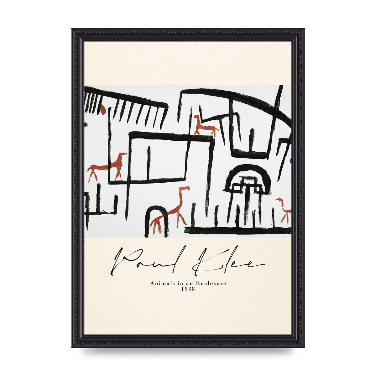 Paul Klee Animals In An Enclosure 1938 Printed Poster - A3 framed