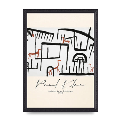 Paul Klee Animals In An Enclosure 1938 Printed Poster - A3 framed