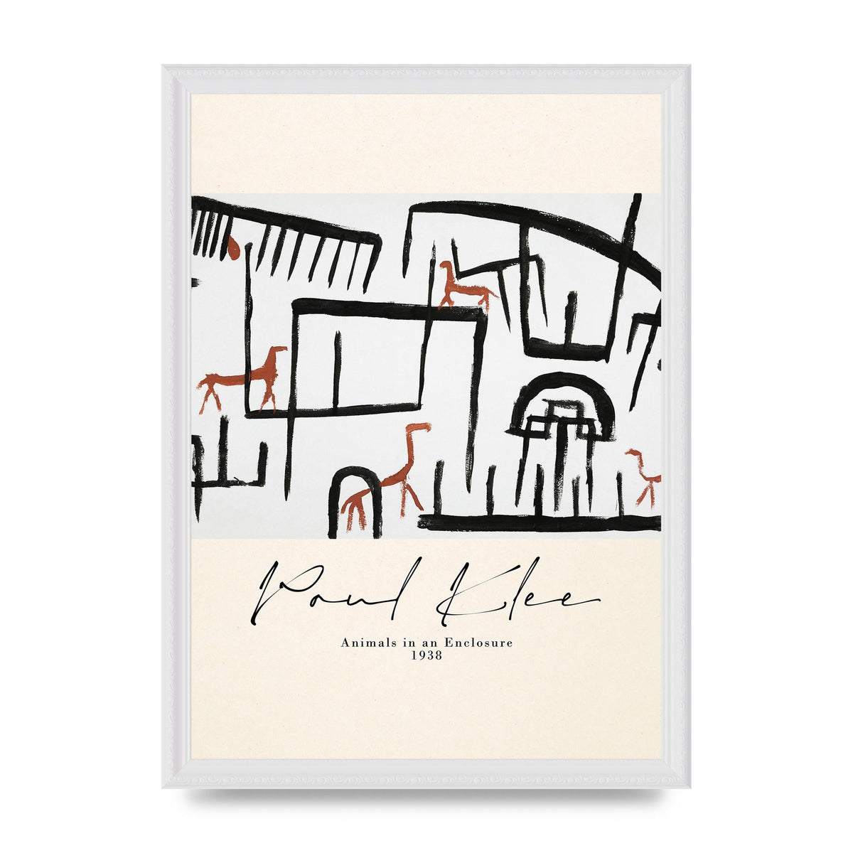 Paul Klee Animals In An Enclosure 1938 Printed Poster - A3 framed