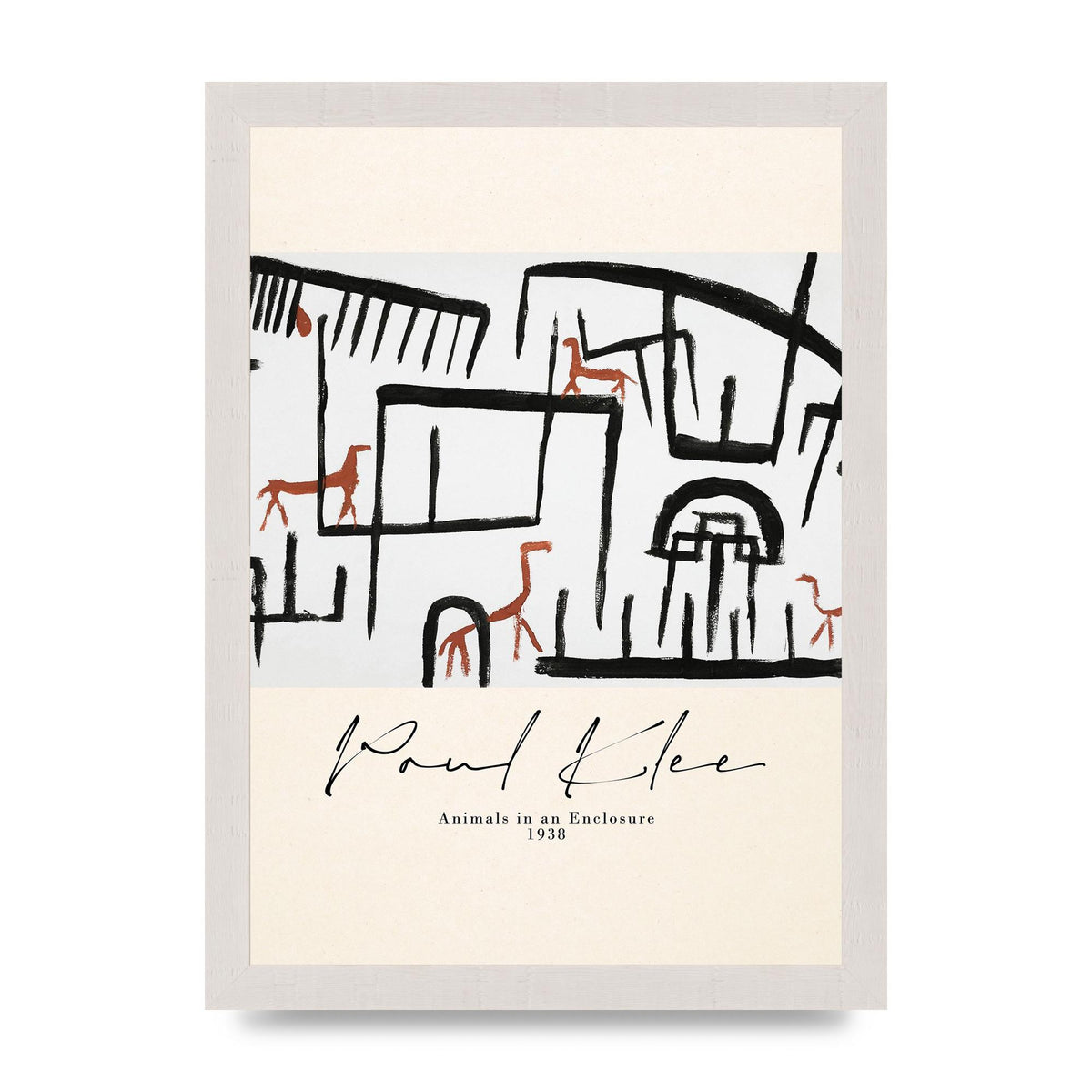Paul Klee Animals In An Enclosure 1938 Printed Poster - A4 framed