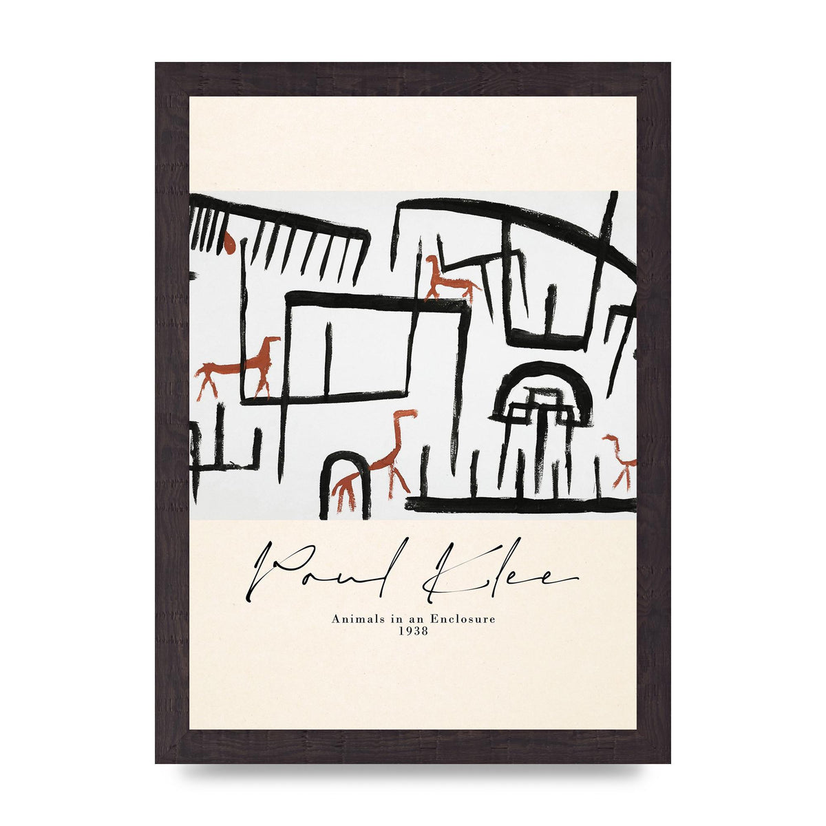 Paul Klee Animals In An Enclosure 1938 Printed Poster - A4 framed