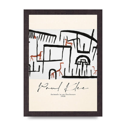 Paul Klee Animals In An Enclosure 1938 Printed Poster - A4 framed