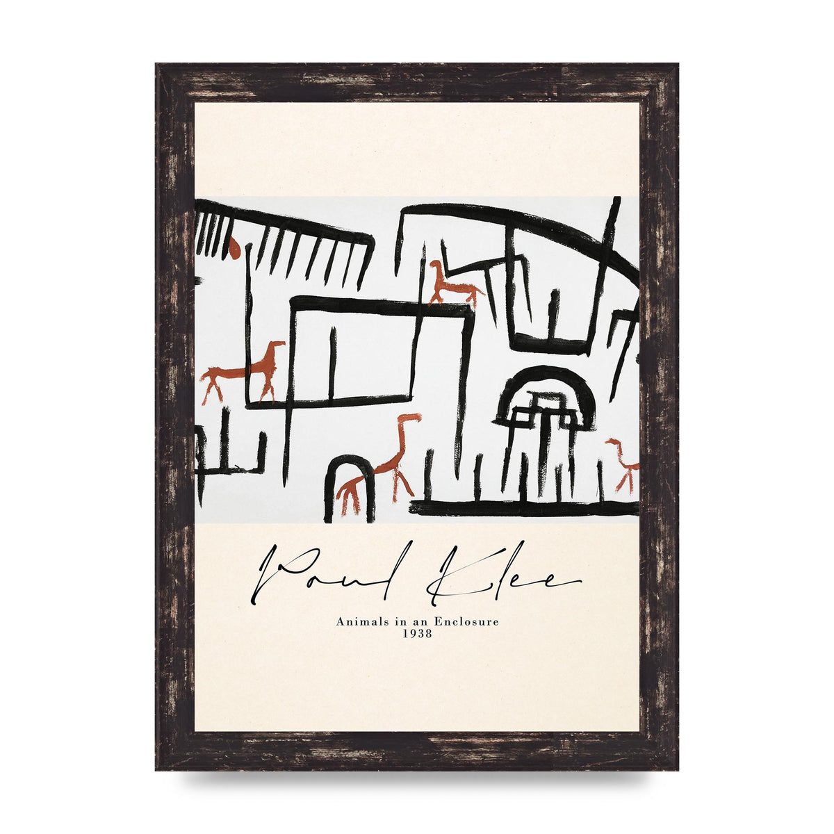 Paul Klee Animals In An Enclosure 1938 Printed Poster - A4 framed