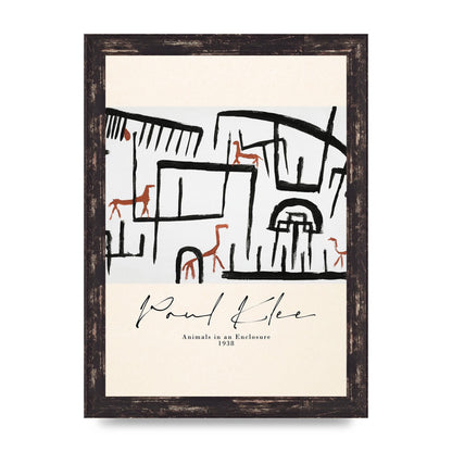 Paul Klee Animals In An Enclosure 1938 Printed Poster - A4 framed