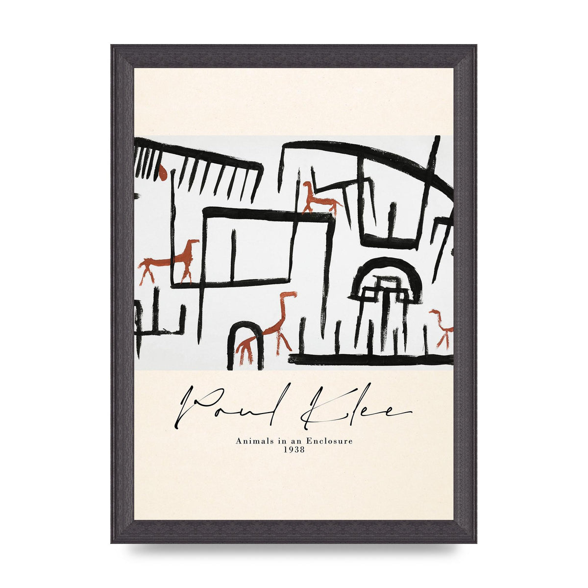 Paul Klee Animals In An Enclosure 1938 Printed Poster - A4 framed