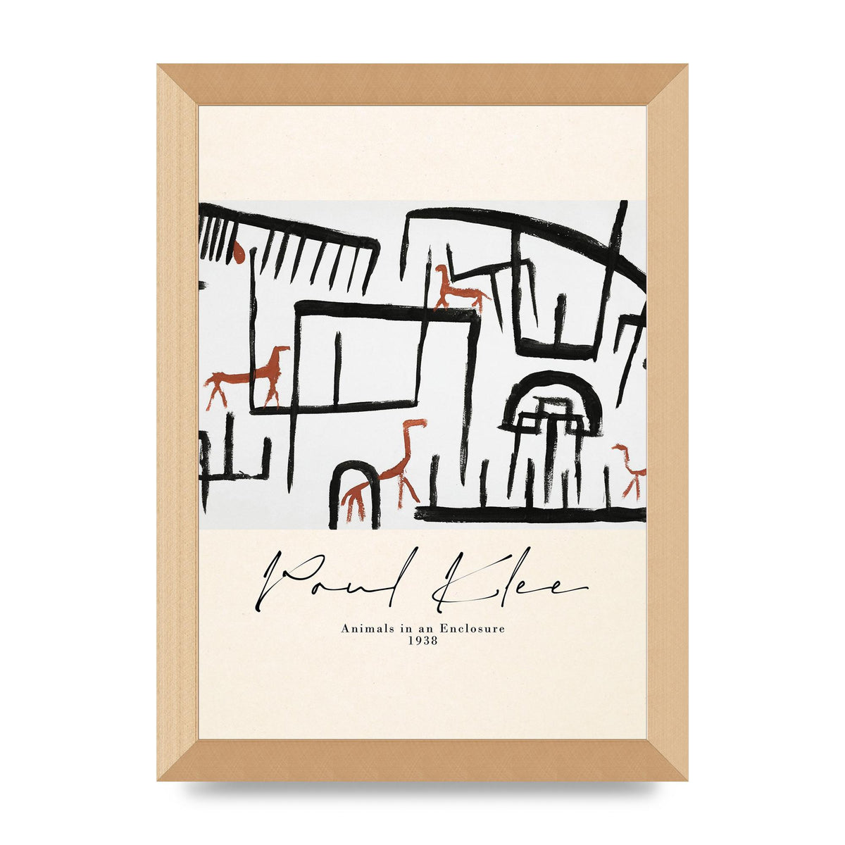 Paul Klee Animals In An Enclosure 1938 Printed Poster - A4 framed
