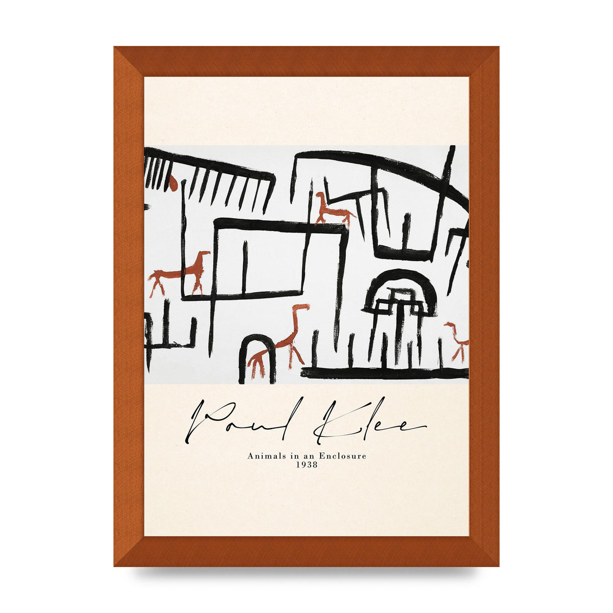 Paul Klee Animals In An Enclosure 1938 Printed Poster - A4 framed