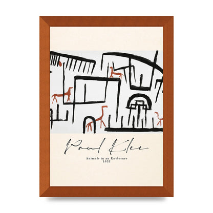 Paul Klee Animals In An Enclosure 1938 Printed Poster - A4 framed