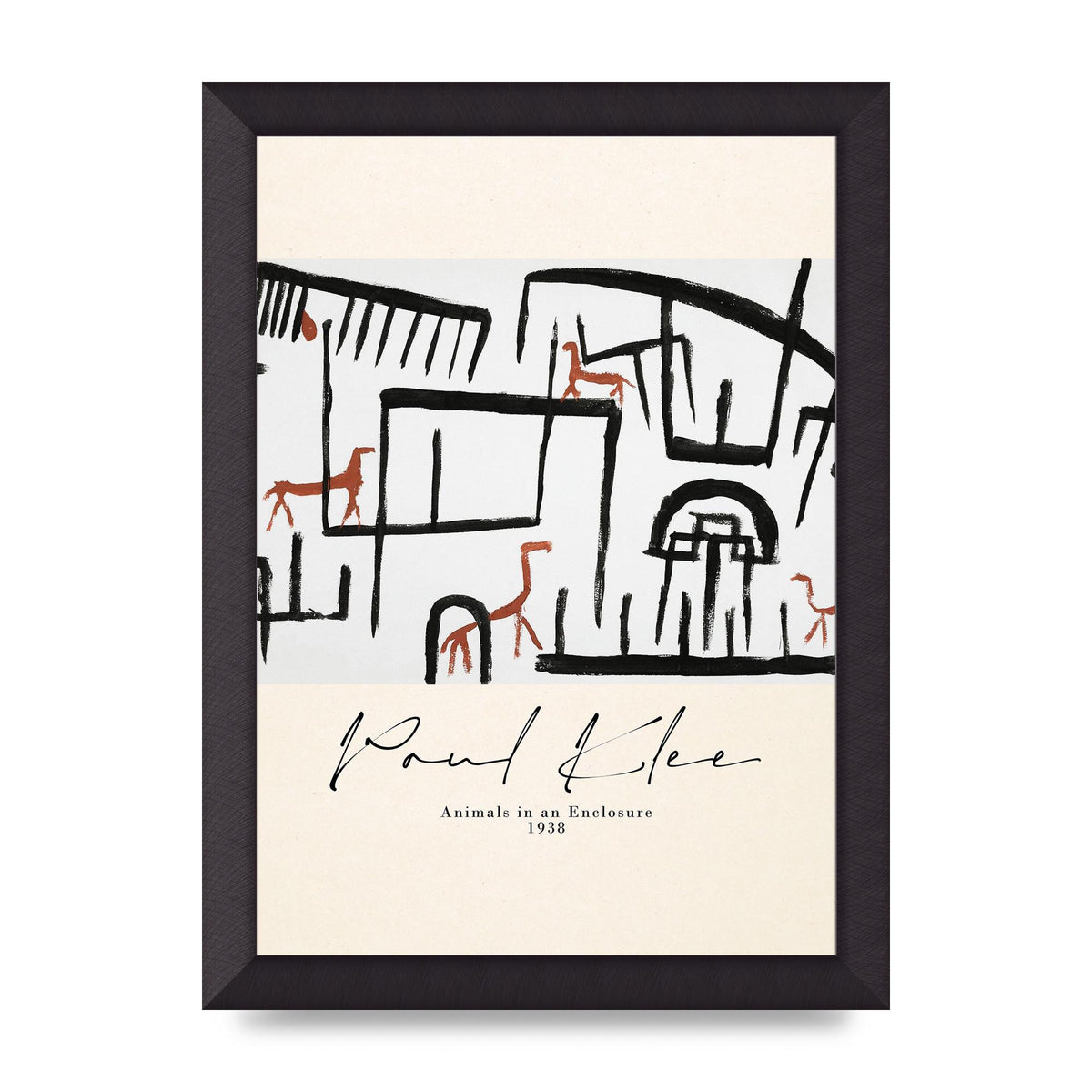 Paul Klee Animals In An Enclosure 1938 Printed Poster - A4 framed