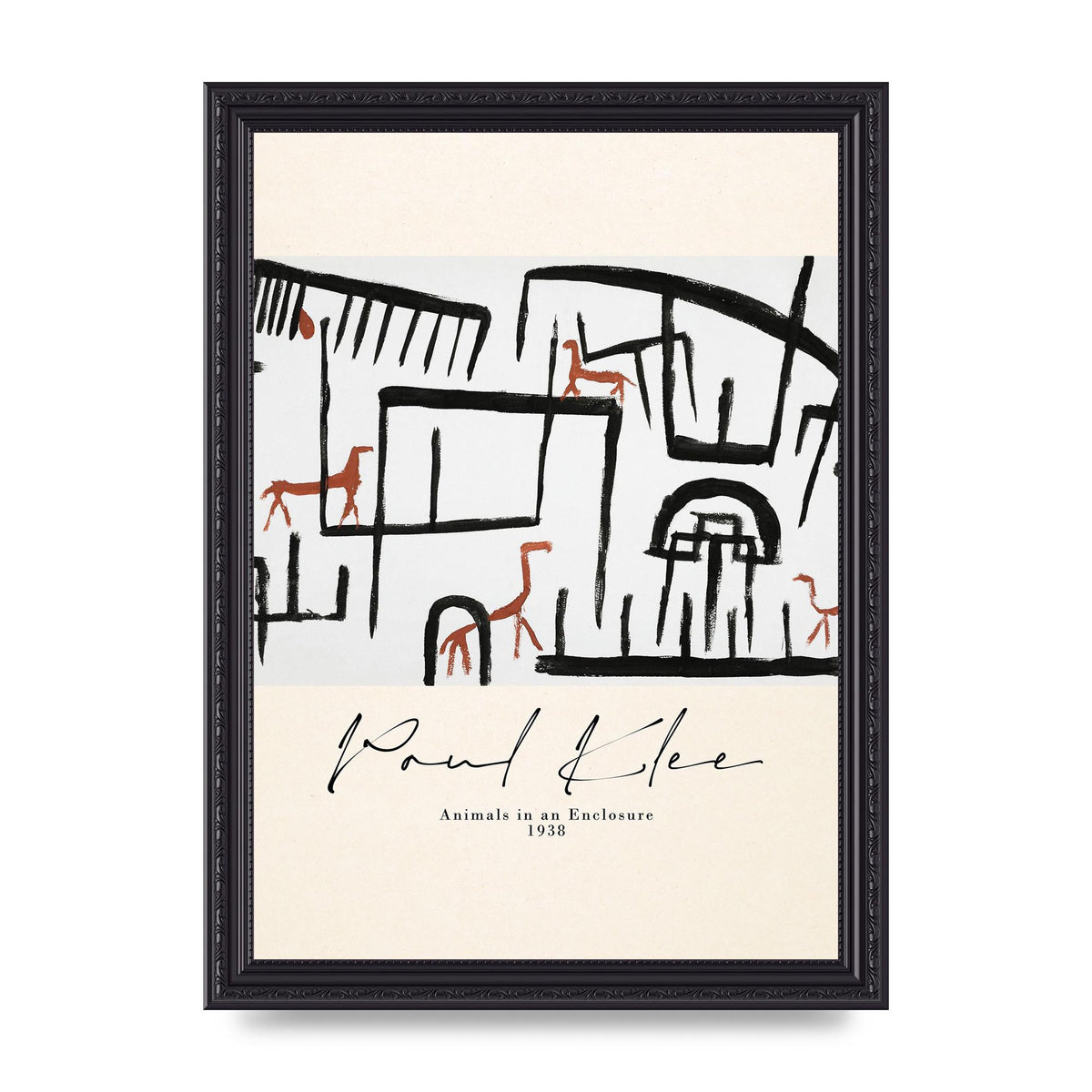 Paul Klee Animals In An Enclosure 1938 Printed Poster - A4 framed