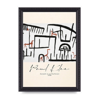 Paul Klee Animals In An Enclosure 1938 Printed Poster - A4 framed