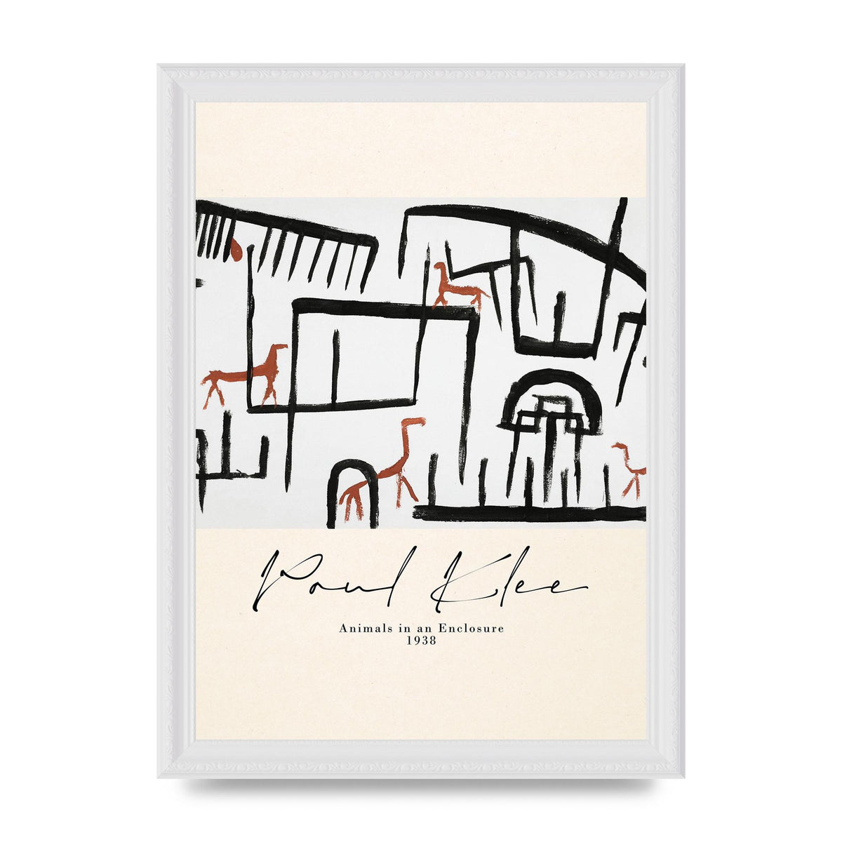 Paul Klee Animals In An Enclosure 1938 Printed Poster - A4 framed