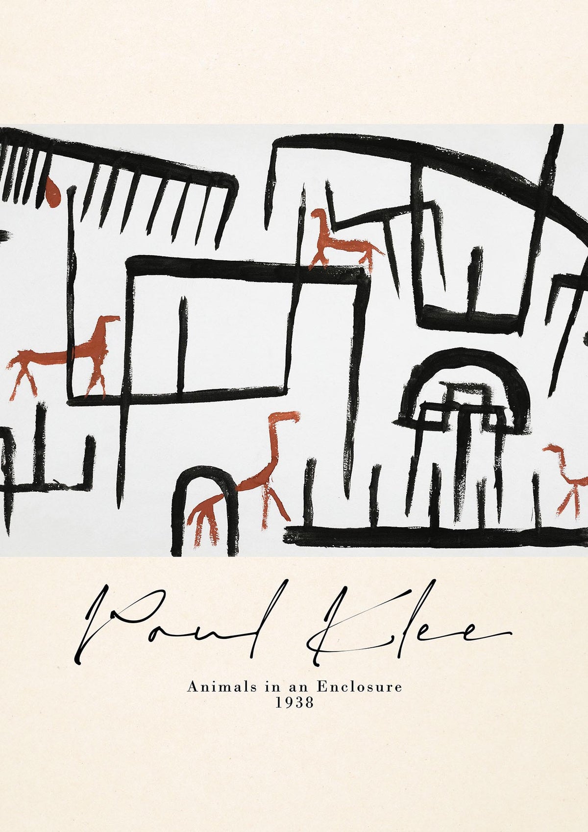 Paul Klee Animals In An Enclosure 1938 Printed Poster - detail