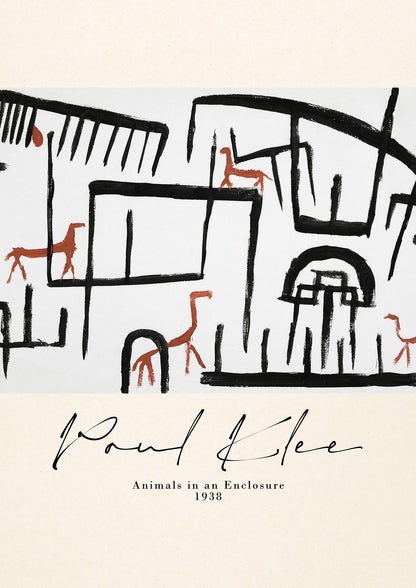 Paul Klee Animals In An Enclosure 1938 Printed Poster - detail