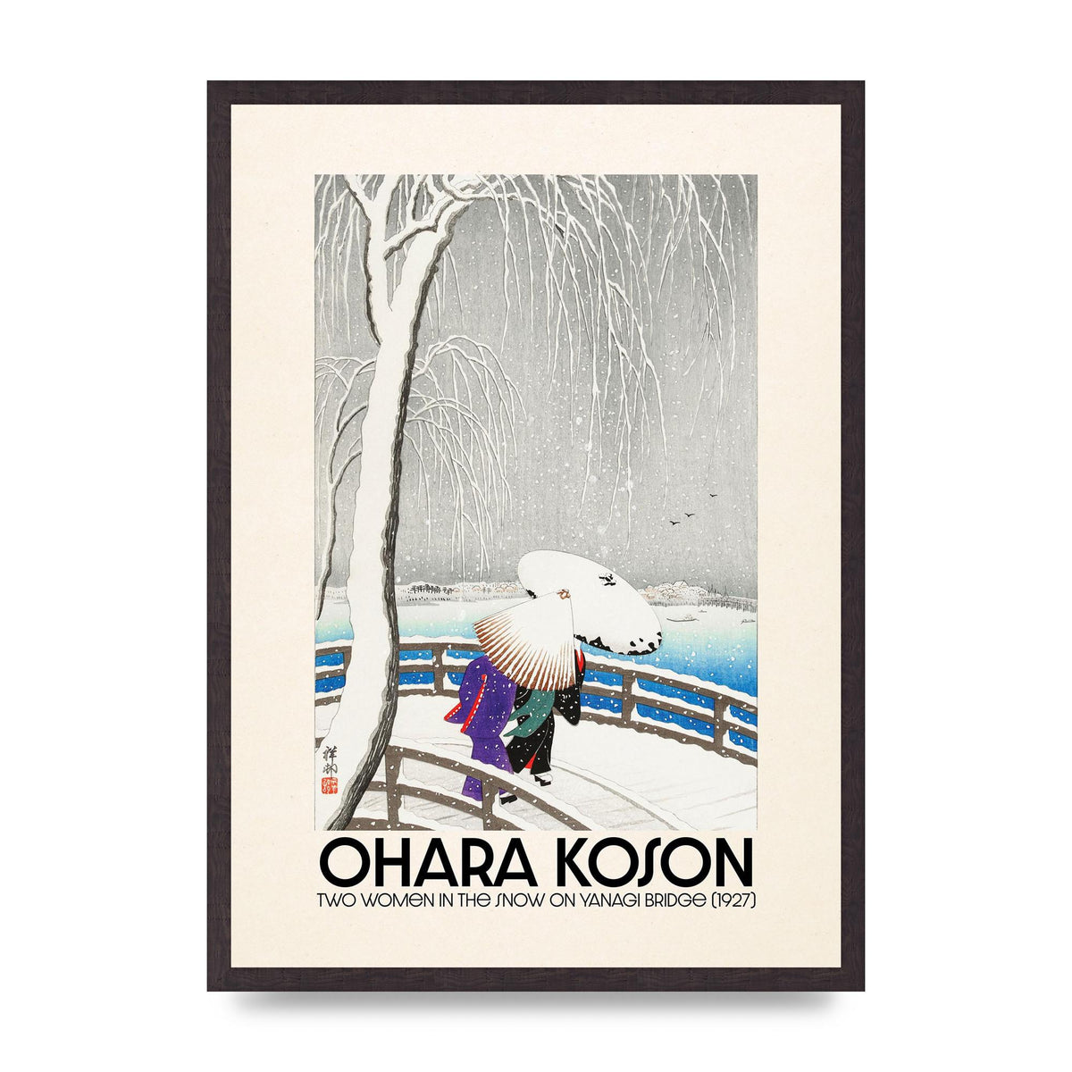Ohara Koson Two Women In The Snow On Yanagi Bridge 1927 Wall Art - A2 framed