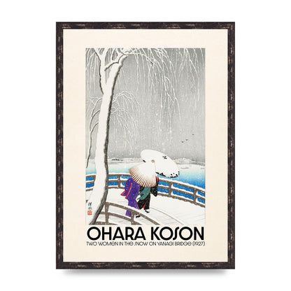 Ohara Koson Two Women In The Snow On Yanagi Bridge 1927 Wall Art - A2 framed