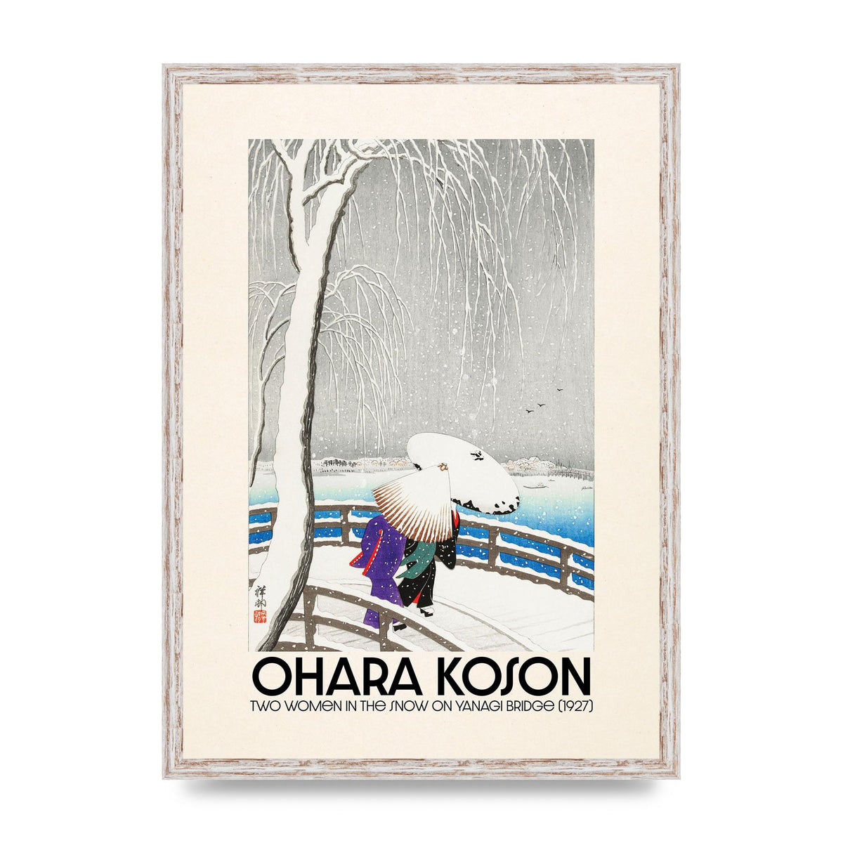 Ohara Koson Two Women In The Snow On Yanagi Bridge 1927 Wall Art - A2 framed
