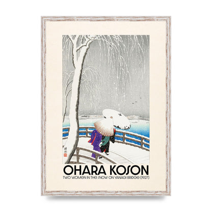 Ohara Koson Two Women In The Snow On Yanagi Bridge 1927 Wall Art - A2 framed