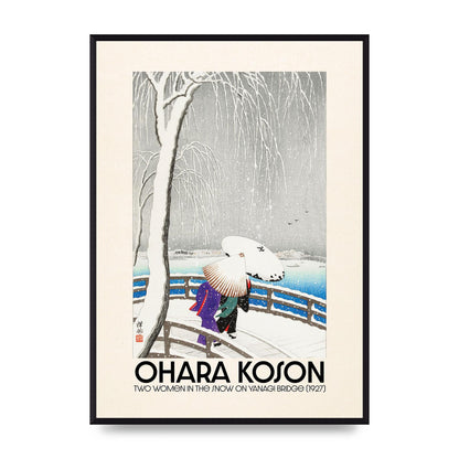 Ohara Koson Two Women In The Snow On Yanagi Bridge 1927 Wall Art - A2 framed