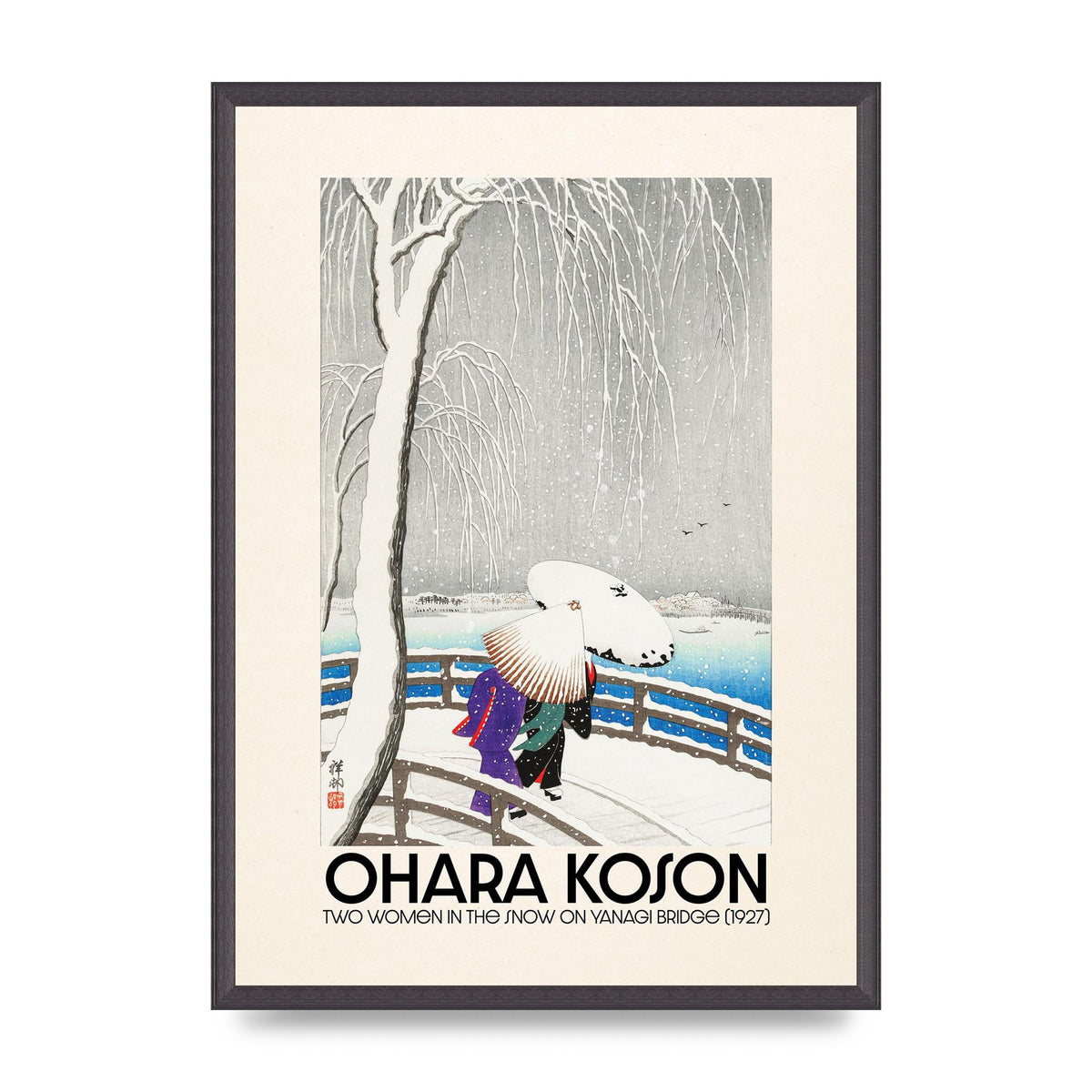 Ohara Koson Two Women In The Snow On Yanagi Bridge 1927 Wall Art - A2 framed