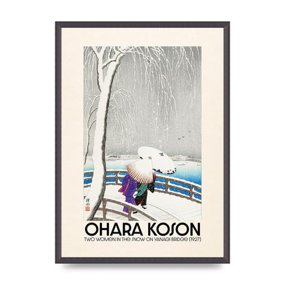 Ohara Koson Two Women In The Snow On Yanagi Bridge 1927 Wall Art - A2 framed