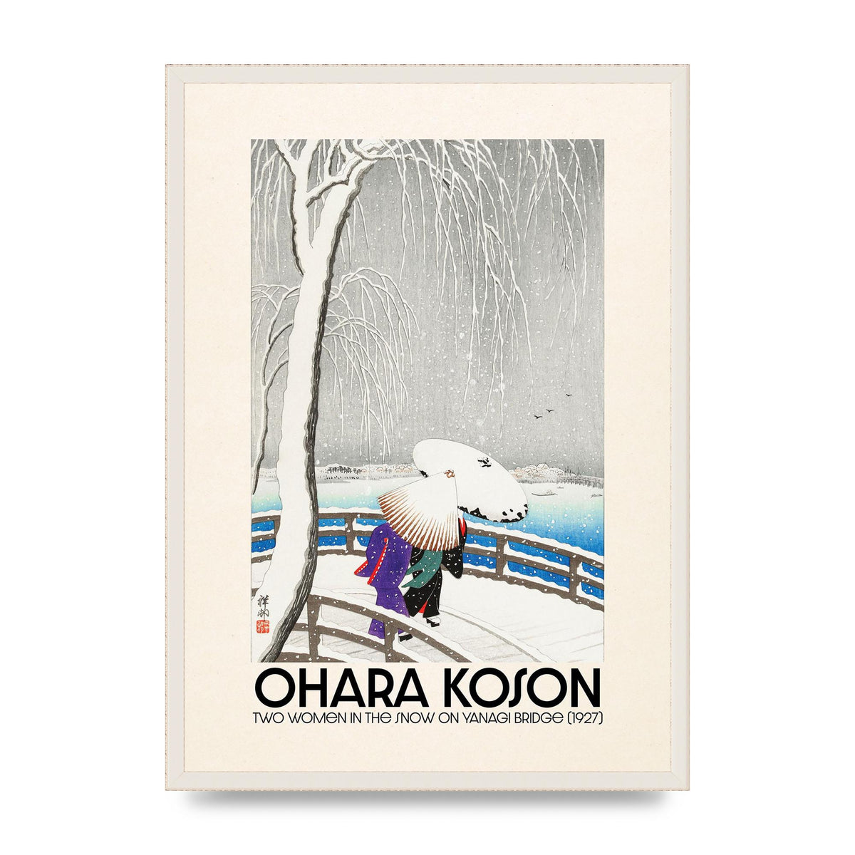 Ohara Koson Two Women In The Snow On Yanagi Bridge 1927 Wall Art - A2 framed
