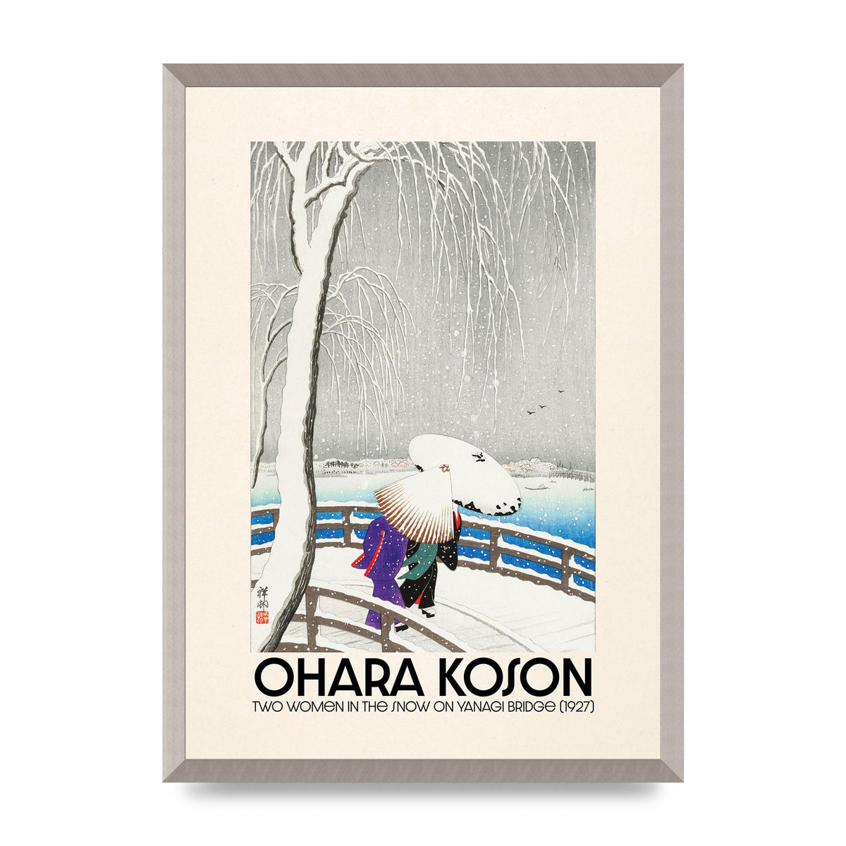 Ohara Koson Two Women In The Snow On Yanagi Bridge 1927 Wall Art - A2 framed