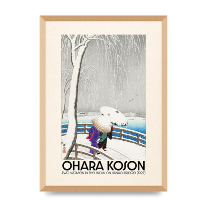 Ohara Koson Two Women In The Snow On Yanagi Bridge 1927 Wall Art - A2 framed