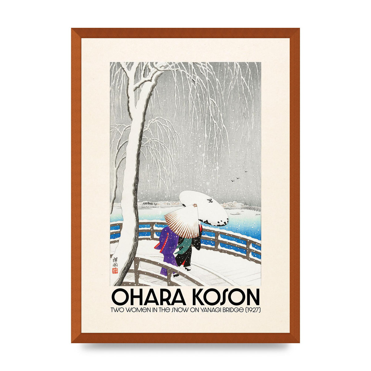 Ohara Koson Two Women In The Snow On Yanagi Bridge 1927 Wall Art - A2 framed
