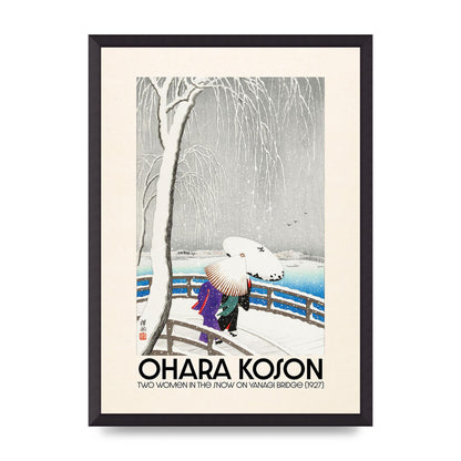 Ohara Koson Two Women In The Snow On Yanagi Bridge 1927 Wall Art - A2 framed