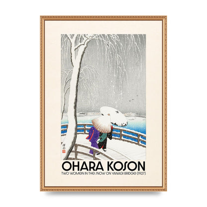Ohara Koson Two Women In The Snow On Yanagi Bridge 1927 Wall Art - A2 framed