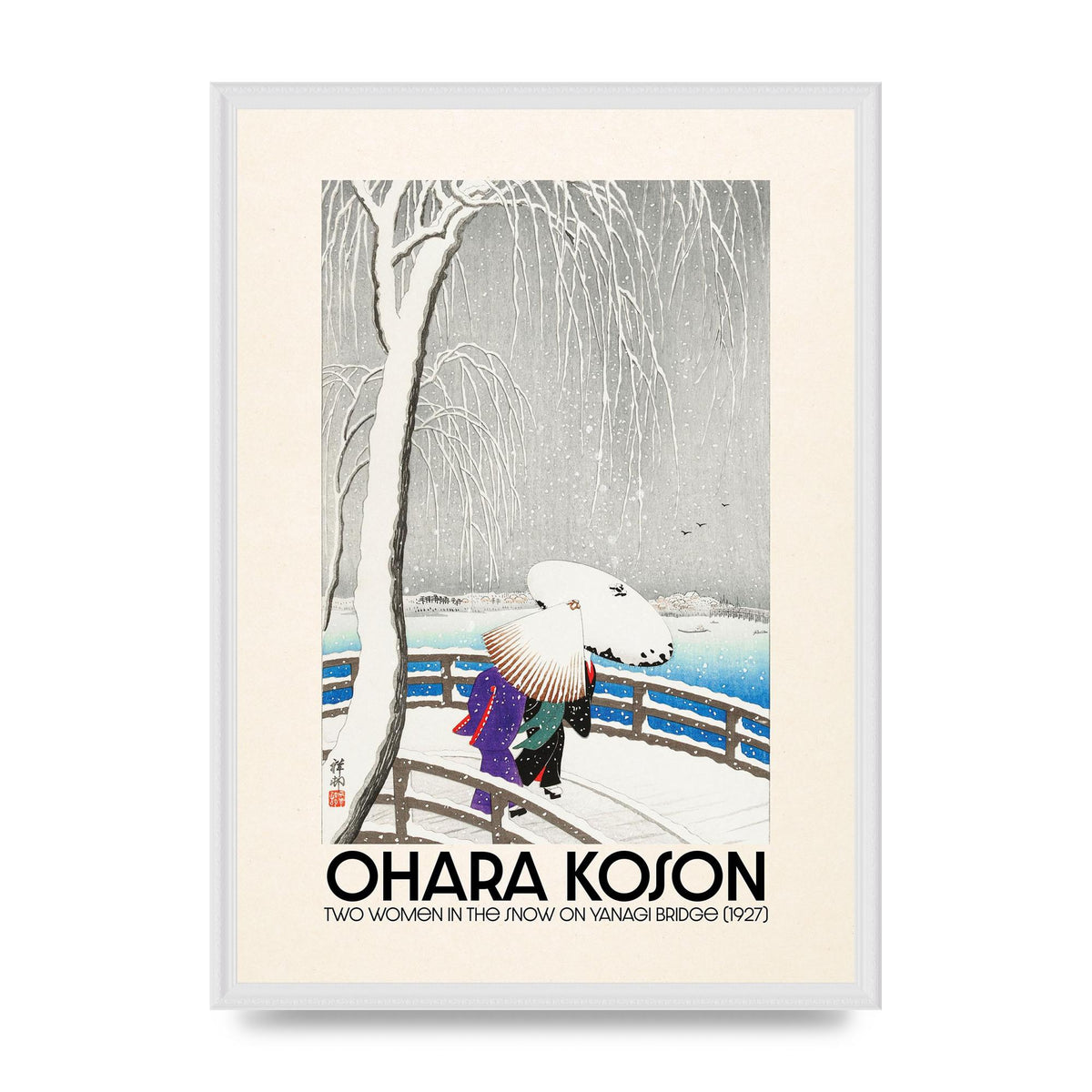 Ohara Koson Two Women In The Snow On Yanagi Bridge 1927 Wall Art - A2 framed