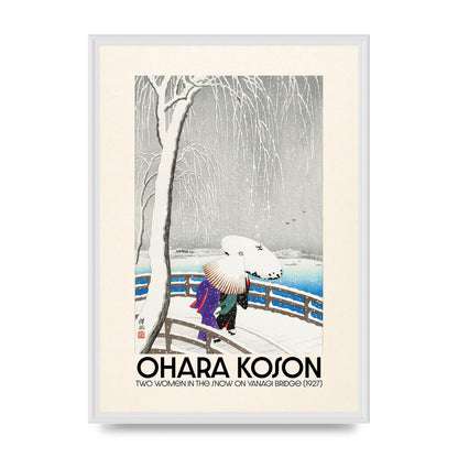 Ohara Koson Two Women In The Snow On Yanagi Bridge 1927 Wall Art - A2 framed