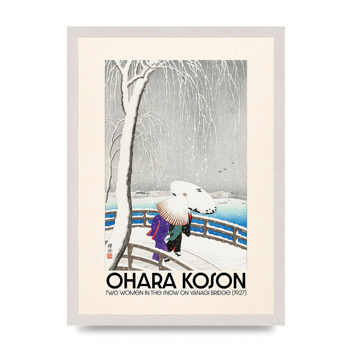 Ohara Koson Two Women In The Snow On Yanagi Bridge 1927 Wall Art - A3 framed