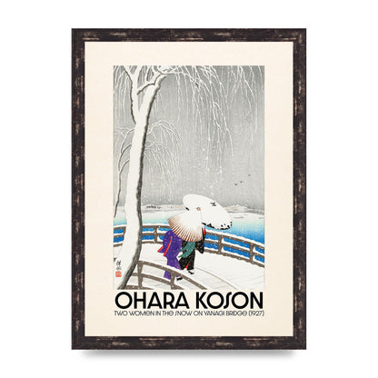 Ohara Koson Two Women In The Snow On Yanagi Bridge 1927 Wall Art - A3 framed