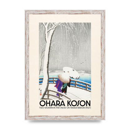 Ohara Koson Two Women In The Snow On Yanagi Bridge 1927 Wall Art - A3 framed