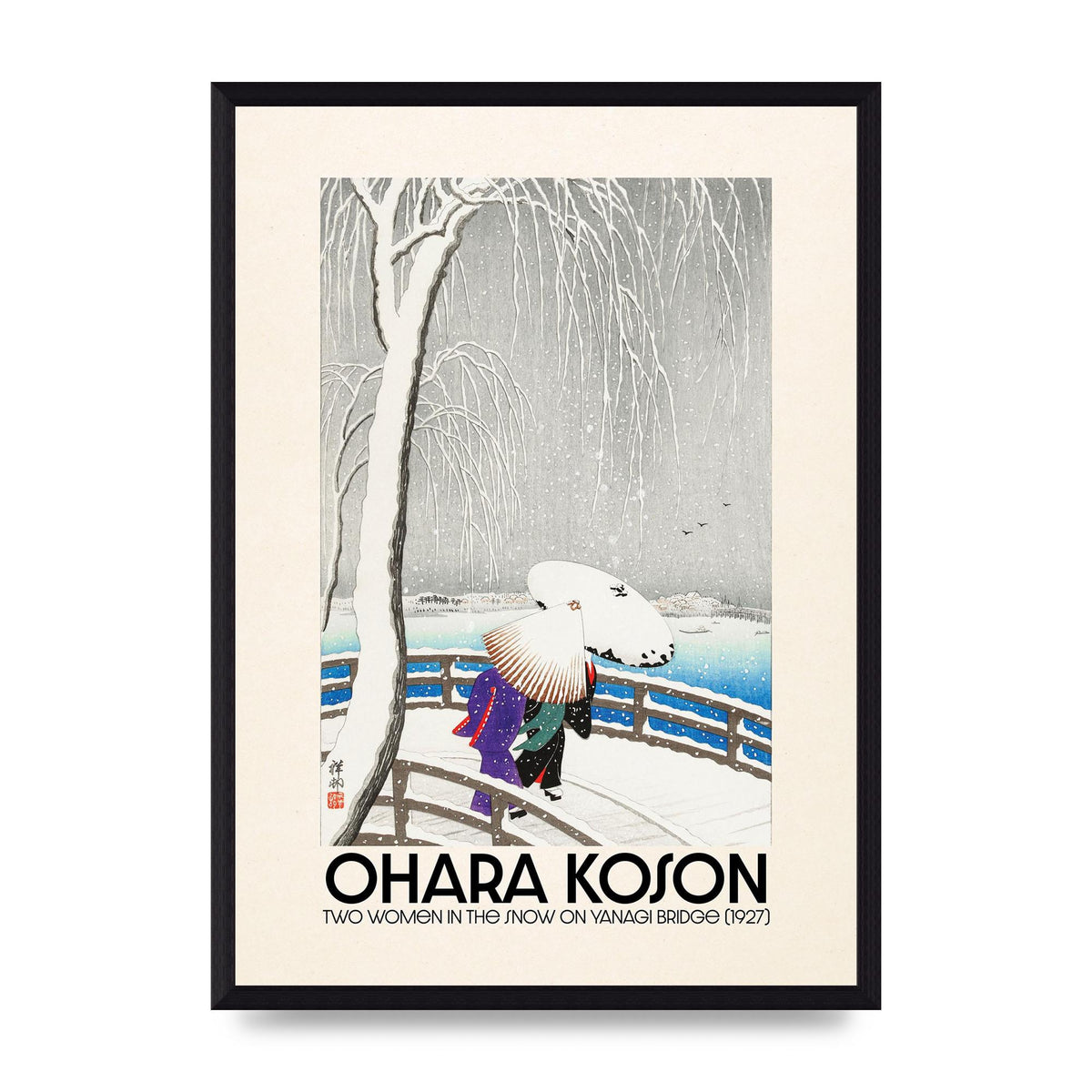 Ohara Koson Two Women In The Snow On Yanagi Bridge 1927 Wall Art - A3 framed