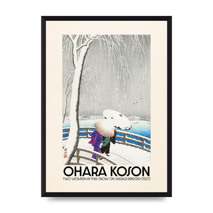 Ohara Koson Two Women In The Snow On Yanagi Bridge 1927 Wall Art - A3 framed