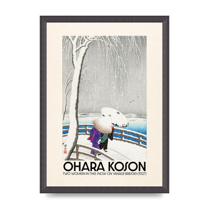 Ohara Koson Two Women In The Snow On Yanagi Bridge 1927 Wall Art - A3 framed