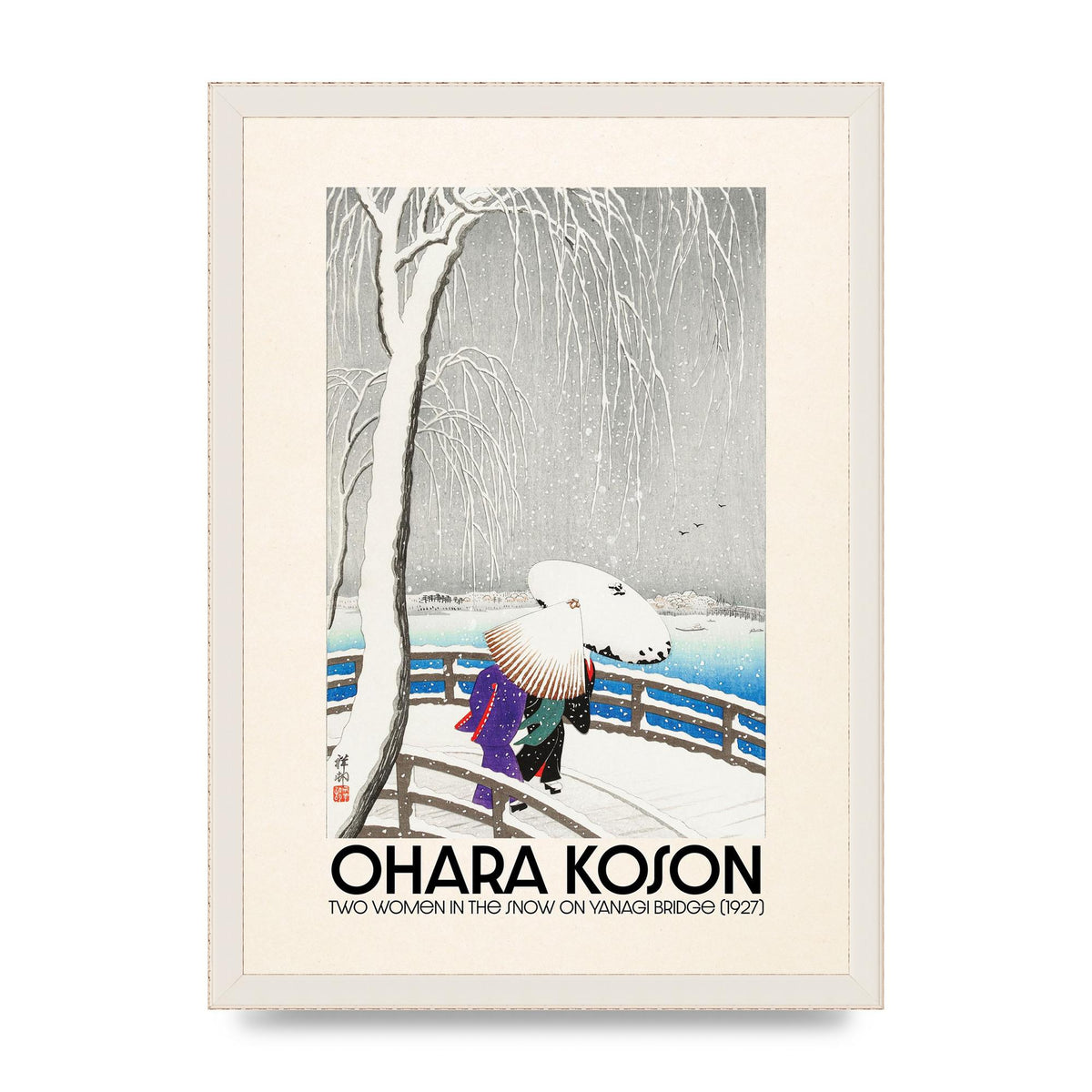 Ohara Koson Two Women In The Snow On Yanagi Bridge 1927 Wall Art - A3 framed