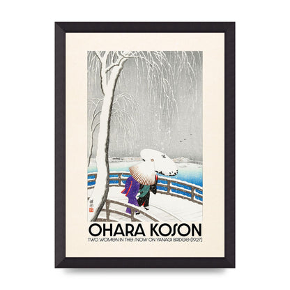 Ohara Koson Two Women In The Snow On Yanagi Bridge 1927 Wall Art - A3 framed