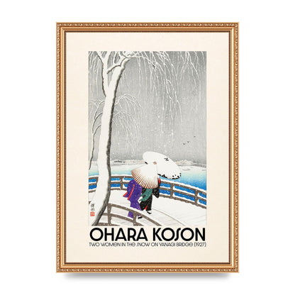 Ohara Koson Two Women In The Snow On Yanagi Bridge 1927 Wall Art - A3 framed