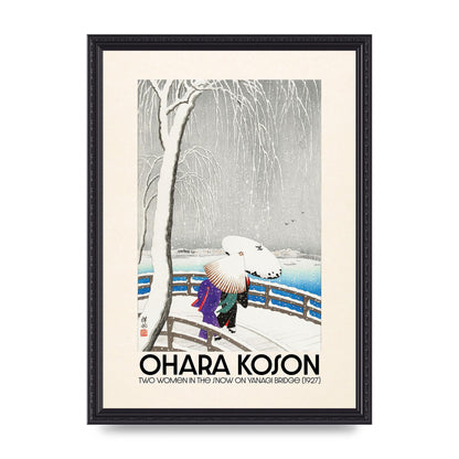 Ohara Koson Two Women In The Snow On Yanagi Bridge 1927 Wall Art - A3 framed