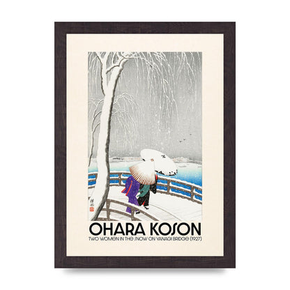 Ohara Koson Two Women In The Snow On Yanagi Bridge 1927 Wall Art - A4 framed