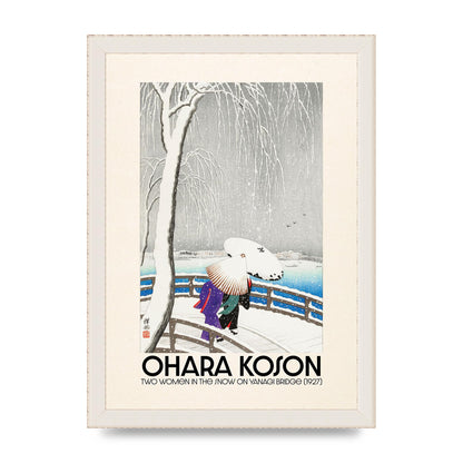 Ohara Koson Two Women In The Snow On Yanagi Bridge 1927 Wall Art - A4 framed