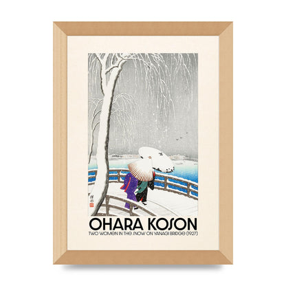 Ohara Koson Two Women In The Snow On Yanagi Bridge 1927 Wall Art - A4 framed