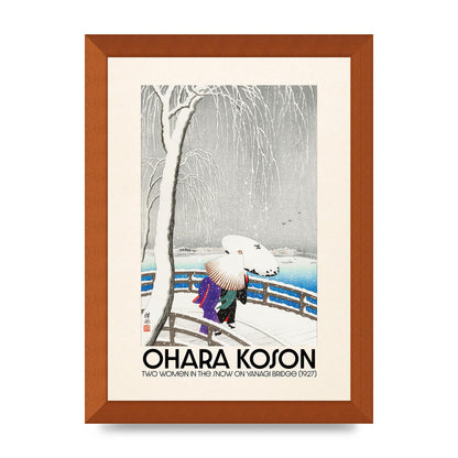 Ohara Koson Two Women In The Snow On Yanagi Bridge 1927 Wall Art - A4 framed