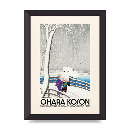 Ohara Koson Two Women In The Snow On Yanagi Bridge 1927 Wall Art - A4 framed