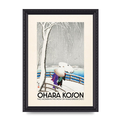 Ohara Koson Two Women In The Snow On Yanagi Bridge 1927 Wall Art - A4 framed